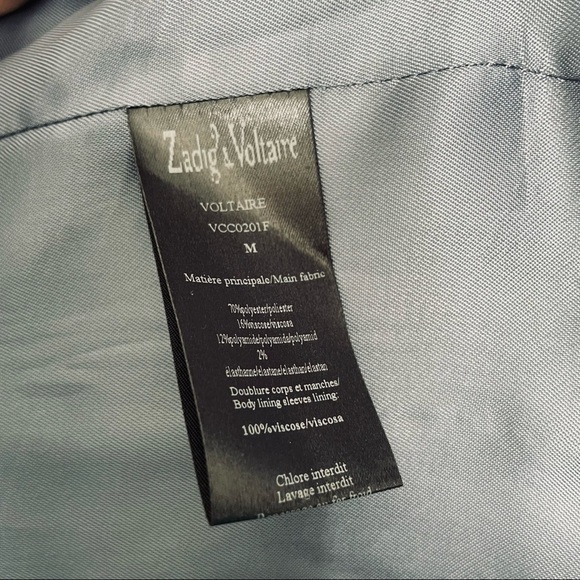 New! Zadig & Voltaire Crystal Embellished Gray Blazer with Elbow Detail Size M - Picture 9 of 10